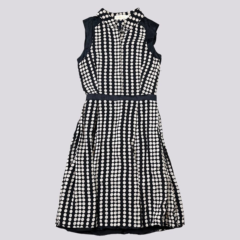 Tory Burch Silk Black White Polka Dot Classic Retro Dress Women's Size 0